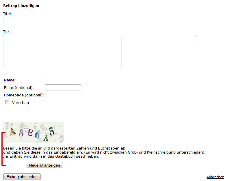 Guestbook help information
